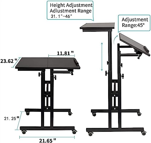 Bureau mobile assis-debout hauteur reglable chariot ordinateur table lit