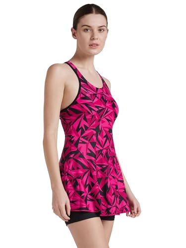 Image of Speedo Women's Printed Racerback Swimdress with Boyleg Swimming Costume