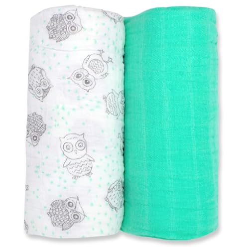 Image of Muslin Swaddle Blankets 2-Pack, Newborn Swaddle Receiving Blankets, Swaddle Blankets Baby Girl and Baby Boy, Hypoallergenic & 100% Cotton Baby Essentials, Swaddling, Car Seat Cover, 47 x 47 Inches