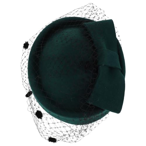 Chapeau pillbox vintage en laine pour femme avec un voile élégant