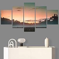 SIGNWIN 5 Panel Canvas Wall Art Setting in The Trees for Home Decorations Ready to Hang - 60