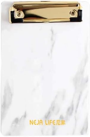 BALUZ Plastic Clipboard,Marble Pattern with Metal Clips,Vertical Clipboard Folder for Home Offices School 2PCS(A6 Size)