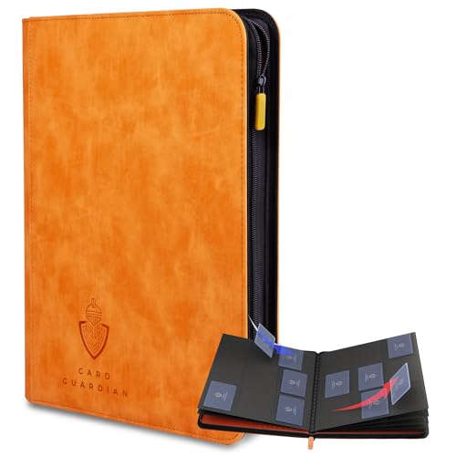 Card Guardian 9 Pocket Premium Binder with Zipper Orange