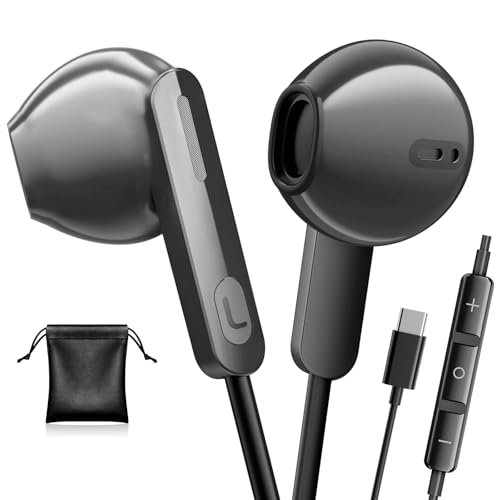 USB C Headphones for iPhone 16/15 for Samsung Galaxy S25/S24/S23 Ultra Wired Earphones with Stereo Microphone, Volume Control in Ear USB C Wired Earbuds for Samsung Galaxy S22 S21/ Pixel 9 8
