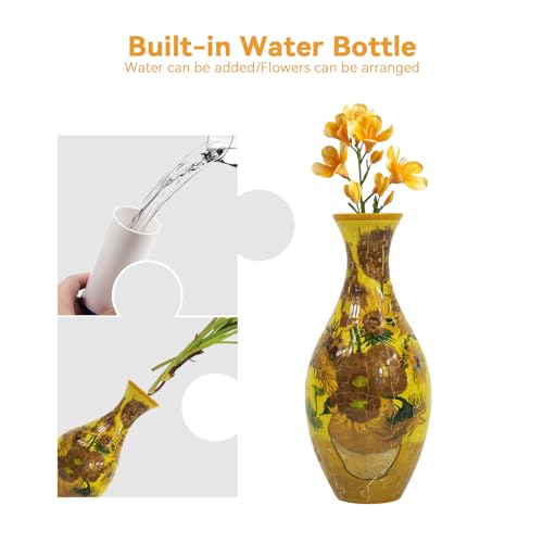 Image of 3D Puzzle Planter Vase for Adult, 160 Pieces DIY Flower Vase - Perfect Housewarming Gift (Sunshine Blossom)