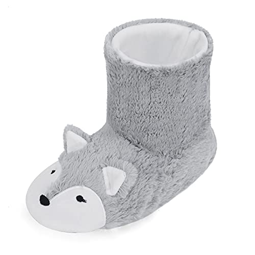 JIAHG Womens Winter Warm Booties Slippers Cute Fox Plush Fleece Boots House Shoes Ladies Girls Non-Slip Ankle Boots Soft Cozy Mules Footwear with Anti-Skid Sole