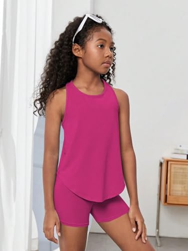 Image of BEAUDRM Girl's 2 Piece Workout Outfits Crop Top and Shorts Athletic Sets | Activewear Sets，Dance Sets，Tumbling Outfits，Hip Hop Dance Outfits，Cheer Practice Outfits for Girls