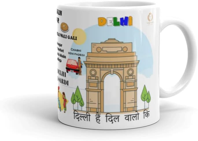 Delhi Coffee Mug Dilwalon Ki Dilli - Delhi City Coffee Mug - Best Gift for Friends/Delhite to Gift on Birthday/Friendship Day (Ceramic) (Microwavable) (350 ml) - Best Gift for Valentines