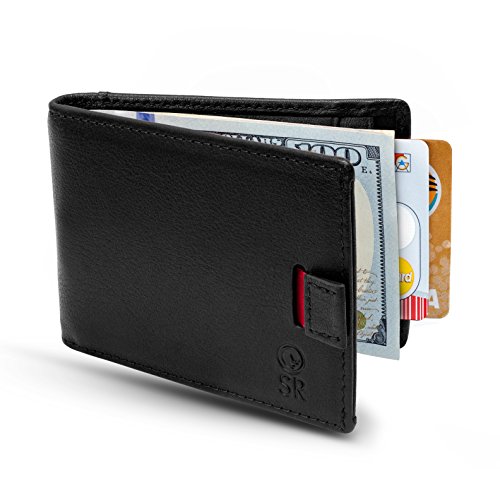 Minimalist Leather Wallets for Men – RFID Blocking Wallets with Money Clip – Slim Bifold Wallet - Fits in Any Pocket, Black