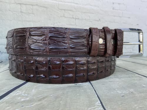 Genuine Black and Brown crocodile Hornback leather Belts buckle for men, real Alligator Men's belt, strap width 1.57"=4cm4