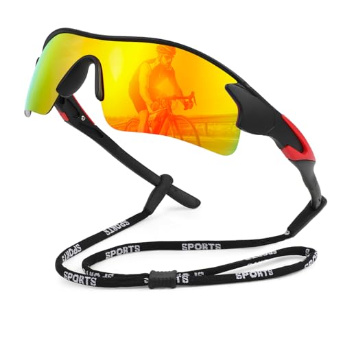 Hifot Gafas de Sol Polarizadas Deportivas Hombre Mujer, Protección UV400 Gafas Ciclismo Running, con Monturas Ligeras Envolventes para Bicicleta Carrera Pesca Esquiando Surf Golf Conduciendo Mtb