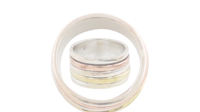 NOVICA Sterling Silver Meditation Spinner Ring - Handmade Brass & Copper Design - View #2
