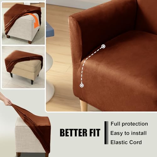 Solución manchas sillón con funda elástica de terciopelo rojo café 6
