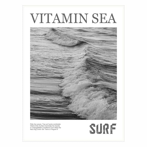 Surf Magazine Retro Poster – 11x14Inch Surfer Cover Print, Big Wave Summer Art, Beach House Interior Decor, Vitamin Sea Wall Art, Coastal Room Decor, Trendy Surf Art for Bedroom, Living Room(Unframed)