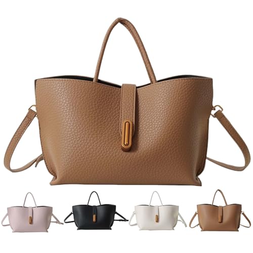 VTYFRY Crossbody Bags for Women Trendy Tote Bucket Bag Y2K Vintage Hobo Fashion Large Vegan Leather Purses Shoulder Handbag (Brown)