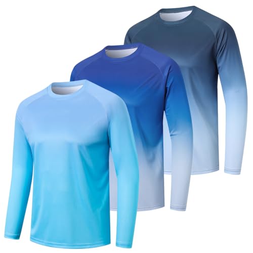 Cimic 3er Pack UV Shirt Herren Rashguard UPF 50+ UV Schutz Shirts Wasser Schwimmshirt Funktionsshirt Herren Langarm Sonnenschutz Sport Tshirt Männer Atmungsaktiv für Outdoor Schwimmen(0619-Navy-L)