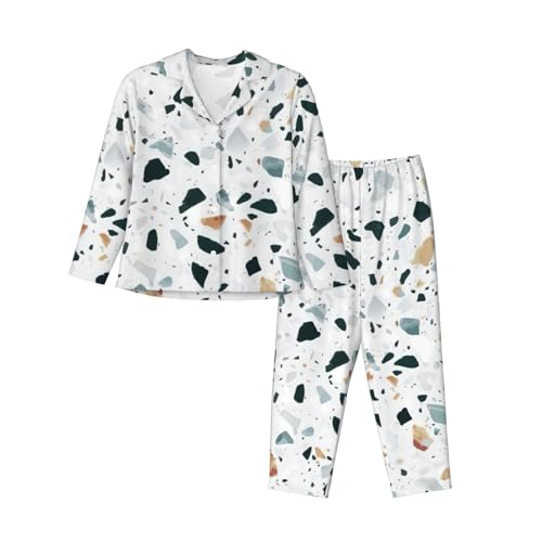 Pyjama femme Terrazzo manches longues vêtement de nuit deux pièces pastel