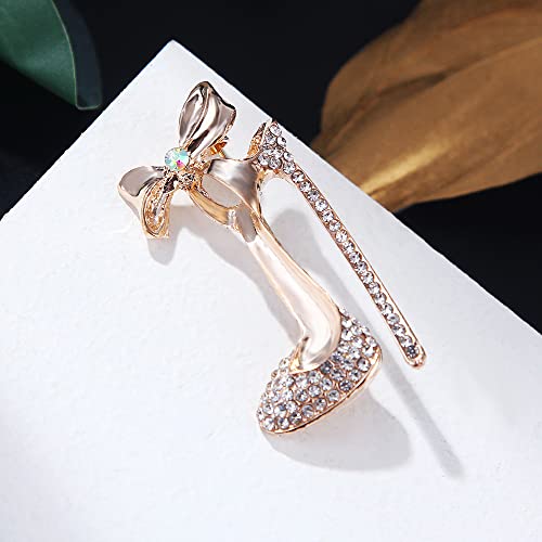 Image of Crystal High Heels Shoes Brooch Pins Jewelry Gift For Women Men