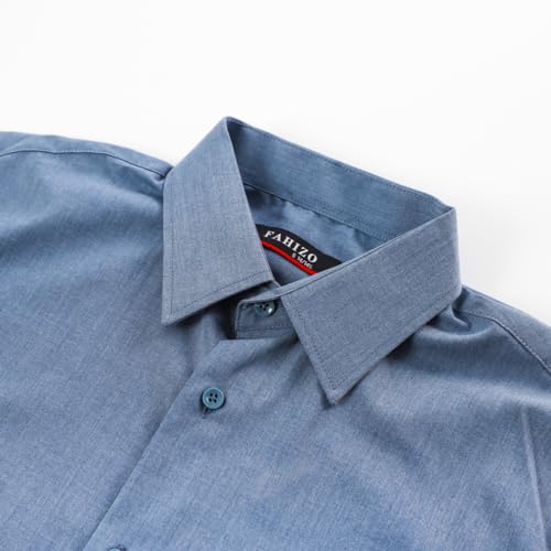 FAHIZO Men's Short Sleeve Dress Shirt Regular Fit Soild Casual Business Stretch Button Down Shirts with Pocket2