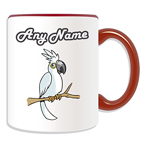 Tazza con cacatua bianca (tema animale uccellino, opzioni colori