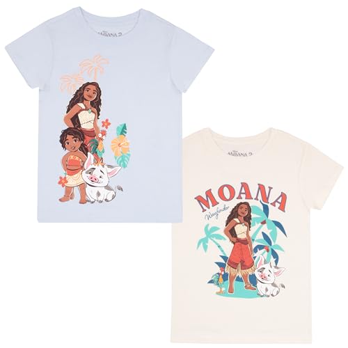 Image of Disney Moana and Friends Girl's Graphic Print T-Shirt 2-Pack - Short Sleeve Tee Bundle for Kids