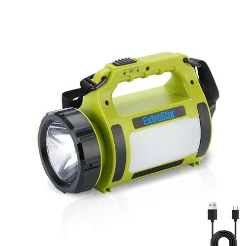 ExtraStar Lampe torche LED rechargeable avec bandoulière réglable, plusieurs modes d'éclairage (avant/côté/clignotant), batterie longue durée, charge...