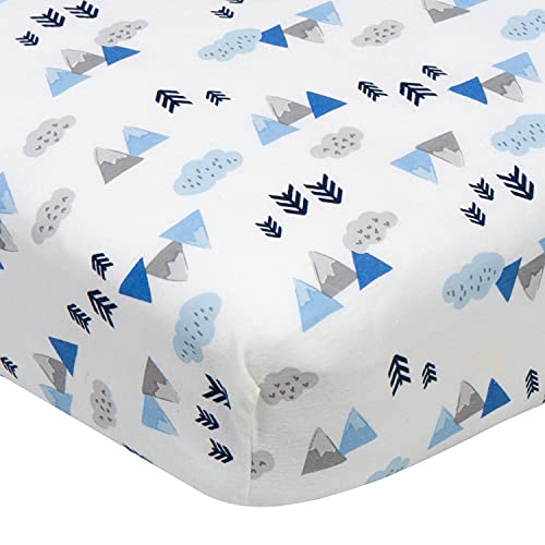 Image of Gerber Baby Boys Girls Neutral Newborn Infant Baby Toddler Nursery 100% Cotton Fitted Bedding Crib Sheet, Mountains Blue, 28" x 52"