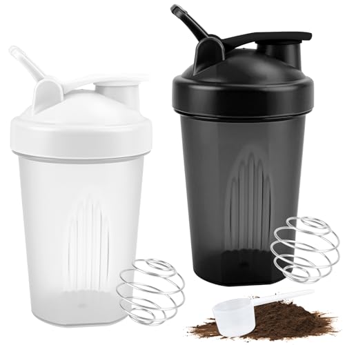 Muyohix 2 Pcs Shaker Proteinas, 400ml Botella Agitadora con Bola Mezcladora, Botella Mezcladora de Batidos de Proteínas, Sin Fugas, Sin BPA para Fitness, Suplemento, Botellas de Bebidas(Negro, Blanco) Muyohix 2 Pcs Shaker Proteinas, 400ml Botella Agitadora con Bola Mezcladora, Botella Mezcladora de Batidos de Proteínas, Sin Fugas, Sin BPA para Fitness, Suplemento, Botellas de Bebidas(Negro, Blanco)
