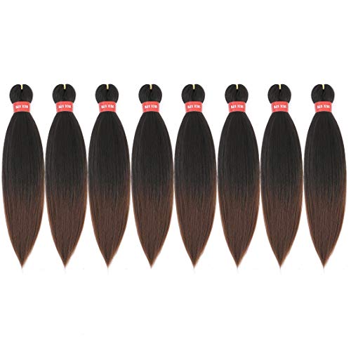 Ombre Pre-stretched Braiding Hair, Top Silky Braid Hair Extensions, Crochet Twist Hair Braids, Yaki Texture Original Braiding Hair Pre Stretched, 0.2 pound/bundle (16‘’-8 bundles, 1b/30)