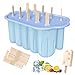 Bugucat Stampi per gelato in silicone, 10 stampi per gelato sul gambo, riutilizzabili per popsicle, senza BPA, gelato con stelo, stampo fai da te per bambini e adulti immagine