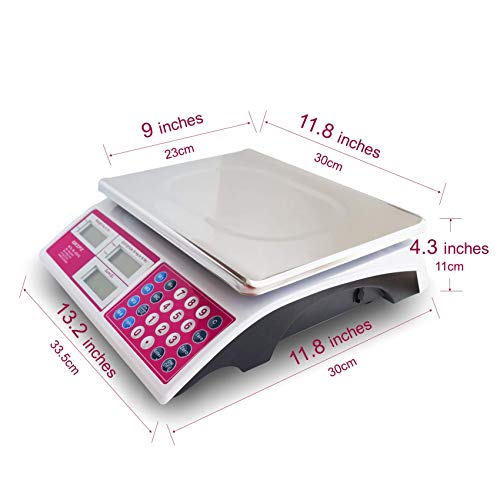 Digital Commercial Price Scale 66 Lbs For Food Meat Fruit Produce With Green Backlight Lcd Display Stainless Steel Platform Battery Included Not For Trade #TOP1