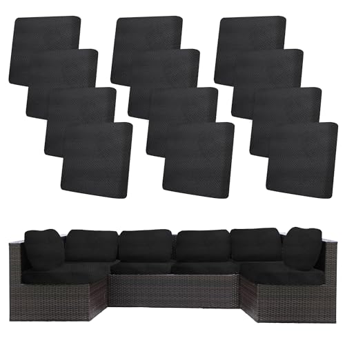 Image of 12Pcs Stretch Patio Cushion Covers,Outdoor Couch Covers Replacement,Outdoor Couch & Sofa Slipcovers,for Patio Furniture Cushion Covers,Washable Reusable Furniture Protector (Black,Cover Only)