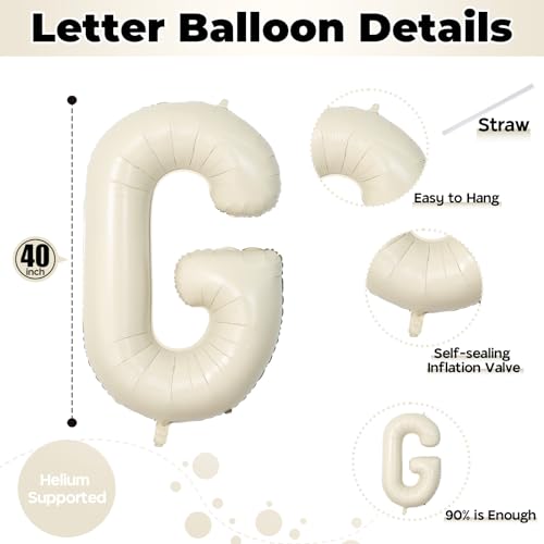Image of 40 Inch Beige GRAD Balloons for Graduation Party Decorations, Large Cream White Sand Grad Balloons Letter, Ivory Alphabet Grad Banner Sign for Class of 2026 Congrats Grad Party Decor Supplies