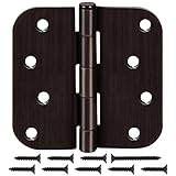 3 Pack 4' Front Exterior Door Hinges Oil Rubber Bronze Interior Door Hinges 4 Inch 5/8' Radius Heavy Duty Steel Outdoors Craft Project 4in Door Hinges for French Double Doors/Gate/Barn 8 Holes 4x4'
