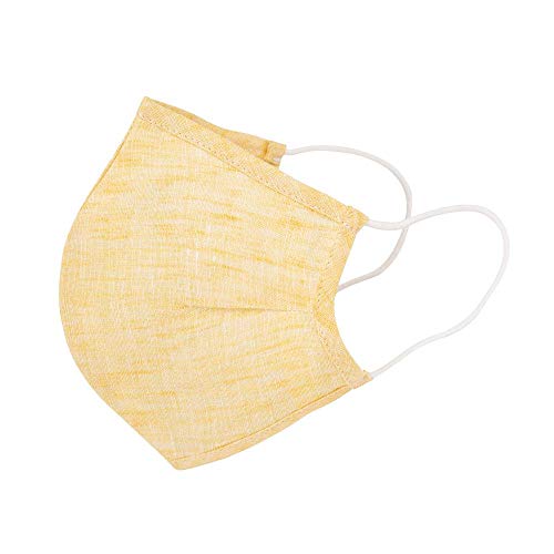 Pranamasks Yellow Mask in Pure Linen, Reusable Washable Triple Layer with Filter Included
