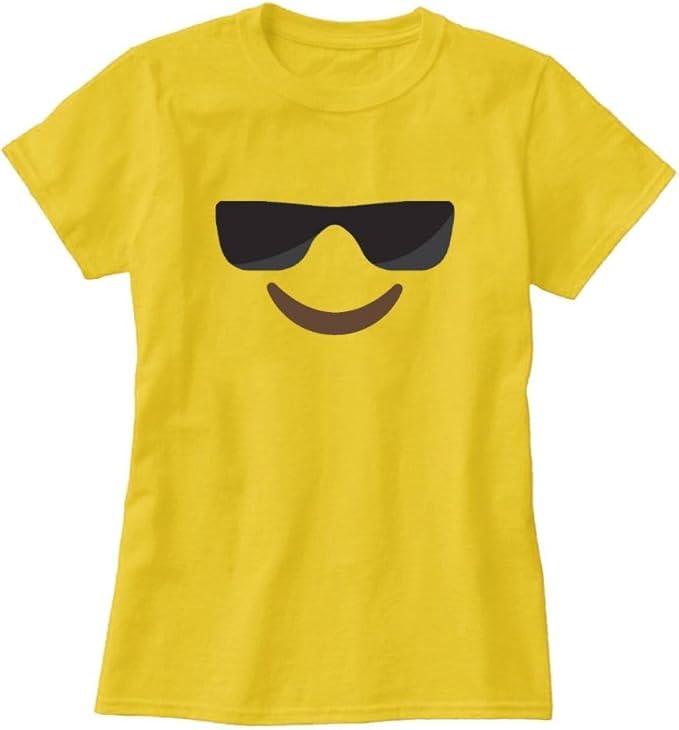 PRINTSHOP4MEYellow Smiley Face T-Shirt for Adults - Comfortable Soft Cotton Unisex T-Shirt - Round Neck Short Sleeve for Men and Women - Fun Design for Everyday Style