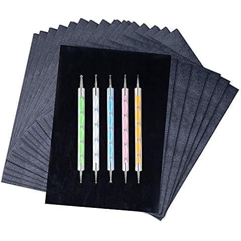 200 Sheets Carbon Paper Black Graphite Paper Transfer Tracing Paper and 5 Pieces Ball Embossing Styluses for DIY Woodworking, Paper, Canvas and Other Art Craft Surfaces Cover