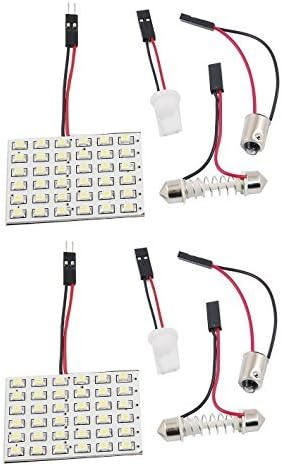 Cutequeen Trading 2PCS White 2835 720 lumens 36SMD 36-SMD LED Panel Dome Light Lamp + T10 BA9S Festoon Adapter (pack of 2)