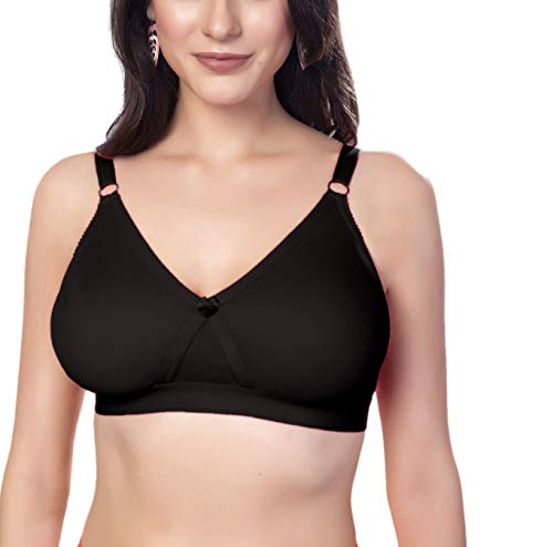 Image of SIMONI Cross Fit Polycotton Non-Wired Non-Padded Full Coverage Cups Bra, Comfortable Everyday T-Shirt Bra for Women and Girls