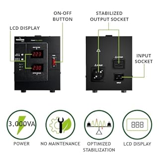 Tecnoware Power Systems Stabilisateur de Tension 3000VA pour téléviseurs, chaînes HiFi, imprimantes et appareils électroniques, protège contre les surtensions, ce n’est pas un onduleur