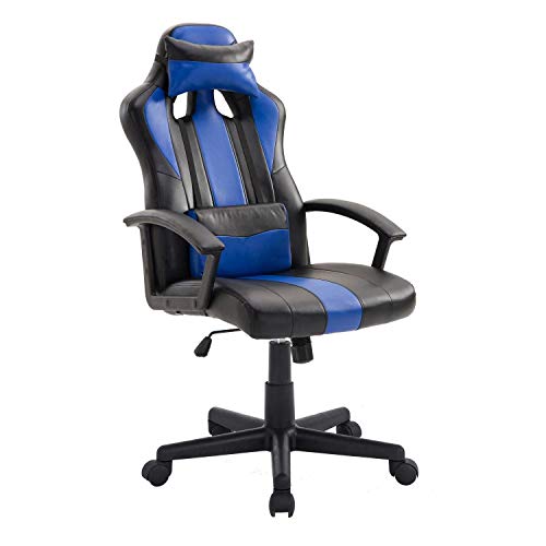 Ghost - Silla de Oficina con Ruedas Gamer - Ajustable en Altura de 114 a 123 cm - Moderna y cómoda - Azul