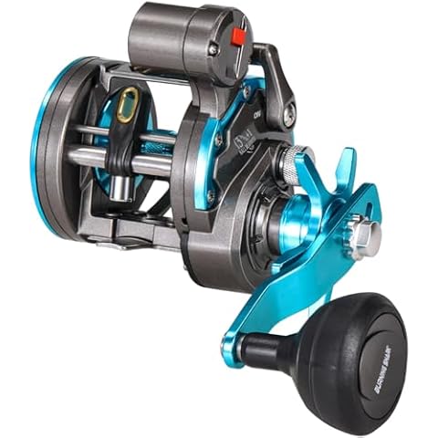 Burning Shark Fishing Reel Round Baitcasting Reel, Smooth Powerful Line Counter Reel, Saltwater Inshore Surf Trolling Reel, Conventional Reel for Catfish, Musky, Bass, Pike- ECTC15L Cover