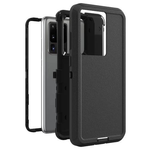 Image of Case for Galaxy S20 Ultra, Heavy-Duty Tough Rugged Shockproof Drop Protective Cover Cases for Samsung Galaxy S20 Ultra, Black