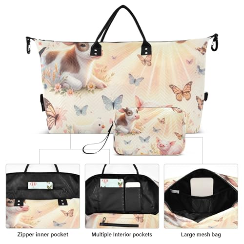 Cute Farm Animals Travel Duffel Bag, Shoulder Weekender Overnight Bags - Large Gym Bag with Wet Pocket2