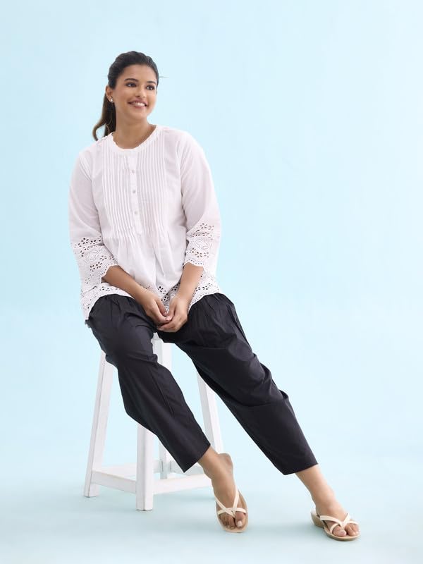 Image of GO COLORS Soft Cotton Salwar for Women | Relaxed Fit, Mid Rise, Ankle Length, Drawstrings