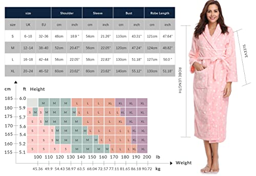 Vlazom Bata Mujer Invierno Polar Bata de Casa Señora Larga Albornoz Mujer Invierno con Cinturón(XL,Rosado) - imagen 6