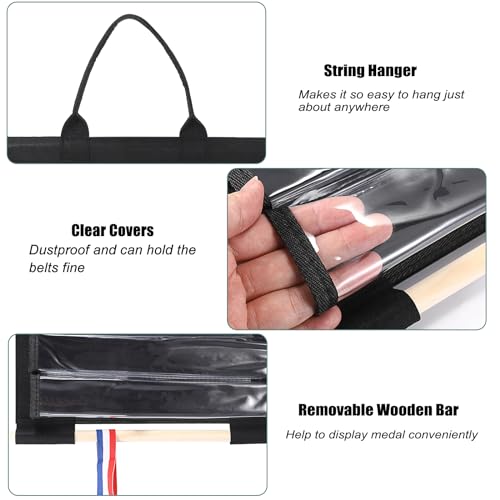 SUMNACON Staubdicht Kampfsport Gürtelhalter für 12 Gürtel Felt Taekwondo-Gürtelständer Wandmontage Gürtel Display für Medail Judogürtel Karategürtel Ninjitsu-Gürtel als Personalisierbare Geschenk