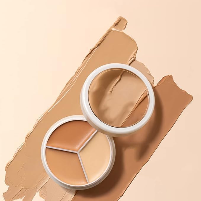 3-in-1 Concealer Palette, Creamy Texture, Buildable Coverage, Beige Shades, Compact-image-6