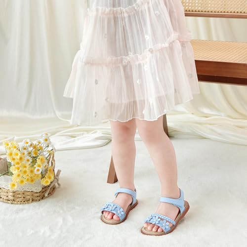 Image of Kolan Toddler Girl Sandals Open Toe Flat Princess Dress Shoes Little Kids