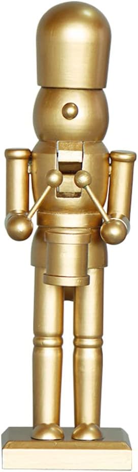 LUOZZY Christmas Craft Wood Nutcracker Figurines Unfinished Wood Nutcracker Soldier Figure for Christmas Desktop Decorations, Gold
